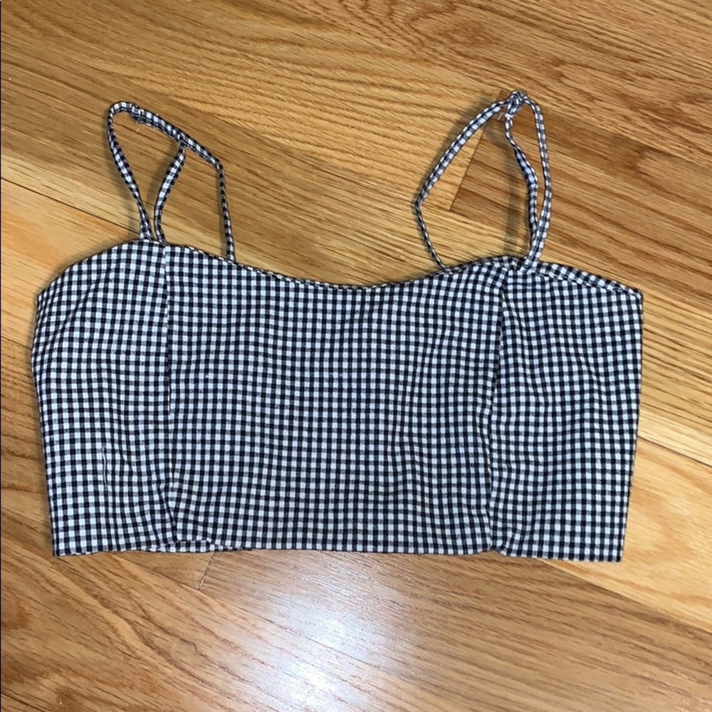 Brandy cropped black and white checkered tank top